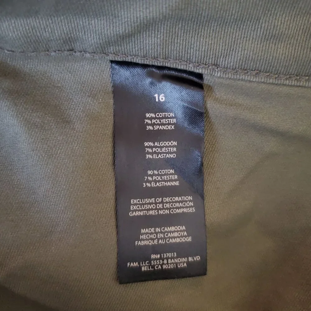 Banana Republic Womens Olive Green Utility Pants Size 16 Cotton Blend With Pocke - Picture 6 of 8